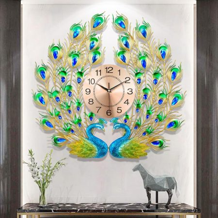 Large peacock wall clock